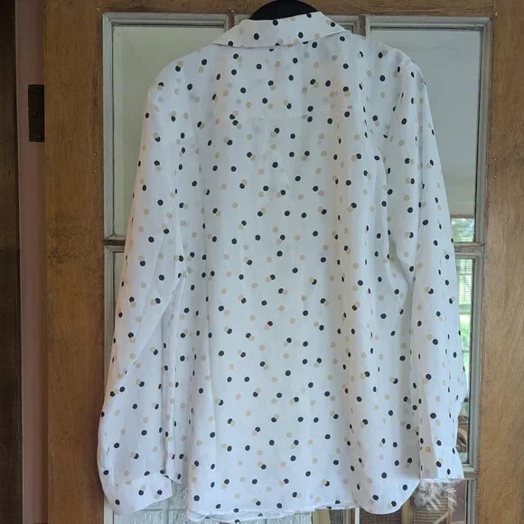 NWT Ann Taylor Classic Shirt Polka Dots Size Large - Picture 7 of 12